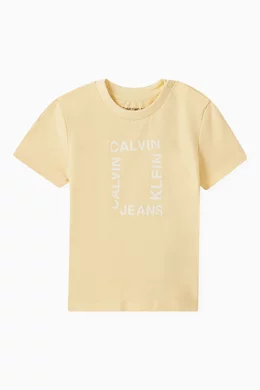 Buy Calvin Klein Yellow Grid Logo T shirt in Cotton for Baby Boys Online Ounass Kuwait