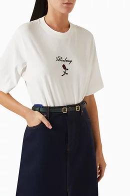 Buy Burberry Green Double B Belt in Leather for Women Online