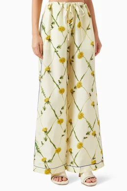 Buy Burberry Yellow Dandelion Pyjama Pants in Mulberry Silk for Women Online Ounass Kuwait