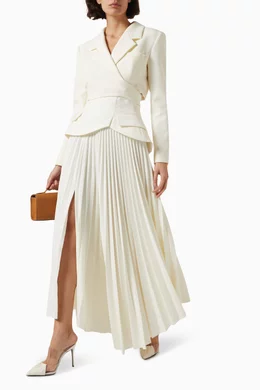Buy A.W.A.K.E Mode Neutral Pleated Baasque Maxi Skirt in