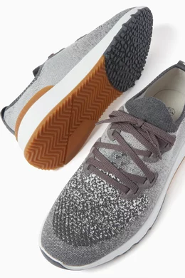 Buy Brunello Cucinelli Grey Sneakers in Stretch Chiné Knit