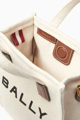 Buy Bally Neutral XS Akelei Tote Bag in Canvas for Women