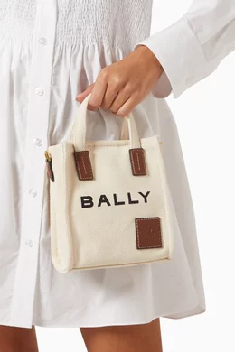 Buy Bally Neutral XS Akelei Tote Bag in Canvas for Women