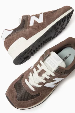 Buy New Balance Brown 574 Low-top Sneakers in Suede Mesh for