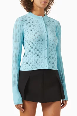 Buy Lanvin Blue Bodycon Cardigan in Knit for Women Online Ounass Kuwait