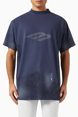 Buy Balenciaga Blue Unisex 3B Stencil Oversized T-shirt in Cotton