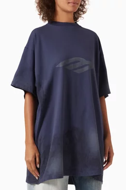 Buy Balenciaga Blue Unisex 3B Stencil Oversized T-shirt in Cotton