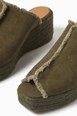 Buy Castaner Green Espadrille Clogs in Canvas Raffia for Women Online Ounass Kuwait