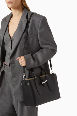 Buy Longchamp Black Medium Le Roseau Box Top handle Bag in Leather for Women Online Ounass Kuwait