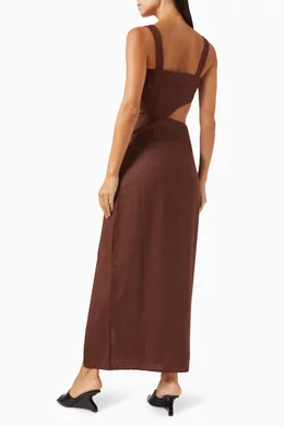 Buy Reformation Brown Satori Cut-out Maxi Dress in Linen for Women Online |  Ounass Kuwait