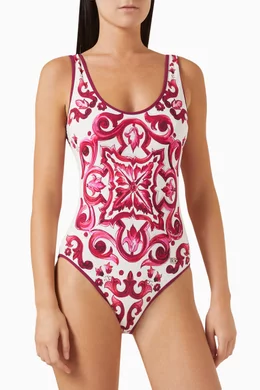 【送料&関税込】Dolce & Gabbana Majolica Print One-piece Dolce & Gabbana Kids Majolica-print one-piece Swimsuit