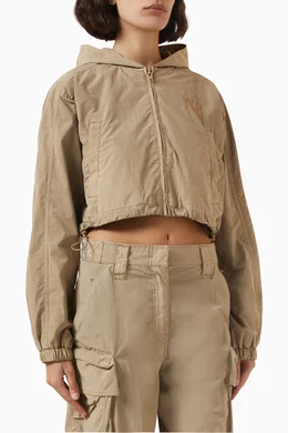 Buy Alexander Wang.t Neutral Logo Cropped Bomber Jacket in Nylon blend for Women Online Ounass Kuwait