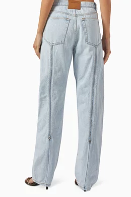 Buy Alexander Blue Zipped Back-slit Wide-leg Jeans in Denim