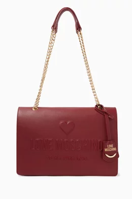 Buy Love Moschino Burgundy Love Embossed Shoulder Bag in Leather for Women Online Ounass Kuwait