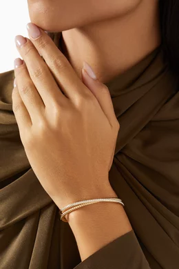 Buy David Yurman Yellow Crossover Diamond Two-row Bracelet in 18kt