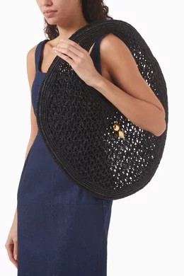 Buy Jacquemus Black The Spiaggia Round Basket Bag in Raffia for Women Online Ounass Kuwait