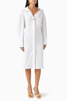 Buy Jacquemus White La Robe Chemise Shirt Dress in Cotton for Women Online Ounass Kuwait