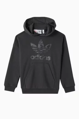 Buy adidas Black Trefoil Logo Hoodie in Cotton-blend for Boys