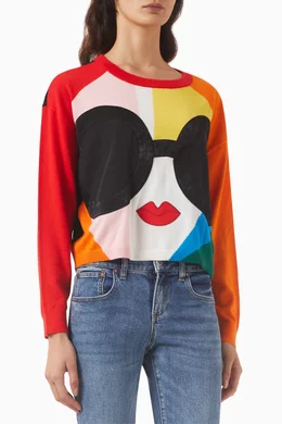 Buy Alice Olivia Multicolour Gleeson Surrealist Stace Face Sweater for Women Online Ounass Kuwait