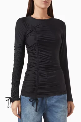 Buy Wynn Hamlyn Black Lola Ruched Top in Stretch Nylon for