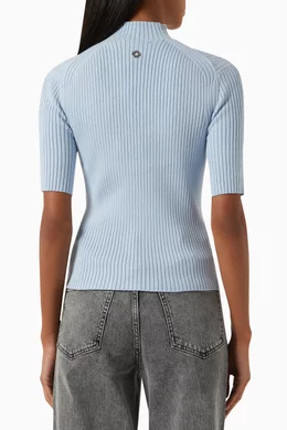 Buy Maje Blue Maude Rib-knit Top in Cotton-blend for Women Online