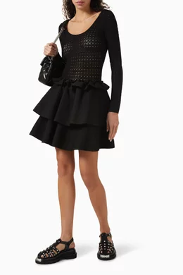 Sandro black ruffle dress outlet
