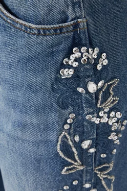Buy Maje Blue Promessa Embellished Wide leg Jeans for Women Online Ounass Kuwait