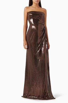 Buy Alex Perry Brown Strapless Sequin Gown for Women Online | Ounass Kuwait