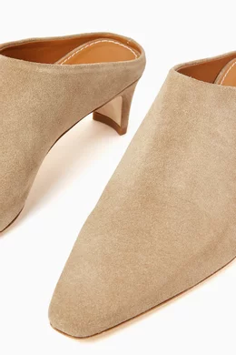 Buy Staud Neutral Wally 55 Mules in Suede for Women Online