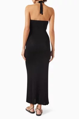 Buy Savannah Morrow Black Maria Halterneck Maxi Dress in Viscose Knit for  Women Online