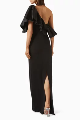 Buy Solace London Black Cassia Asymmetrical Maxi Dress for Women Online |  Ounass Kuwait