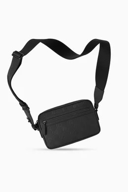 Buy Gucci Black GG Crossbody Bag in Rubber-effect Leather