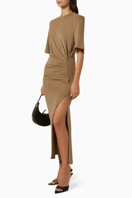 Buy Isabel Marant Etoile Neutral Lexia Midi Dress in Cotton for Women Online Ounass Kuwait