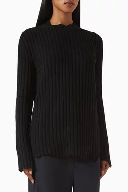 Distressed ribbed sweater hot sale