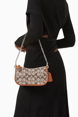 Buy Coach Brown Swinger 20 Crystal Bag in Signature Jacquard for