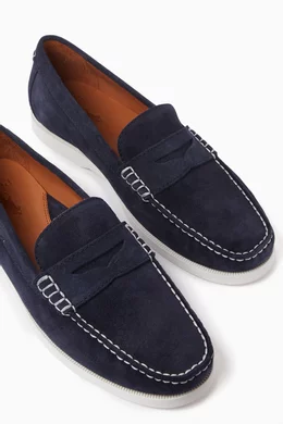 Polo Ralph Lauren Mens Loafers 9.5 D Blue Suede Wes Driving Penny Shoes Men main image 4