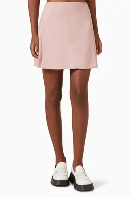Buy Marni Pink Embroidered-logo Mini Skirt in Virgin Wool