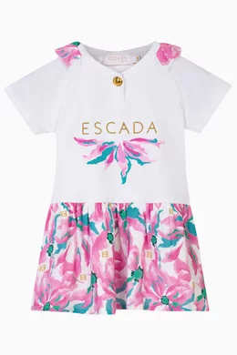 Buy Escada White Floral print Logo Dress for Baby Girls Online Ounass Kuwait