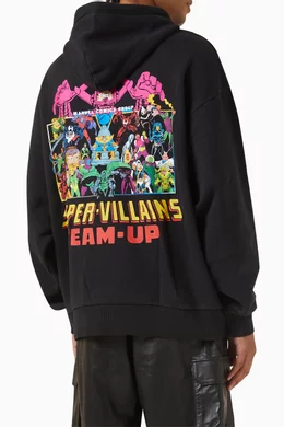 Buy Kith Black x Marvel Team Up Vintage Nelson Hoodie in Fleece 