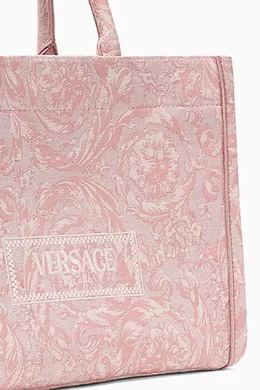 Buy Versace Pink X-Large Athena Tote Bag in Barocco Jacquard