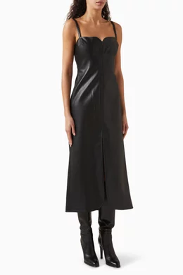 Buy Alexis Black Jaline Midi Dress in Vegan Leather for Women Online |  Ounass Kuwait