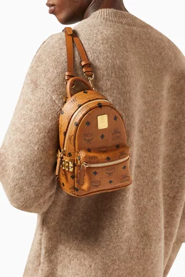 Buy MCM Brown Mini Stark Side Studs Backpack in Visetos for Men Online Ounass Kuwait