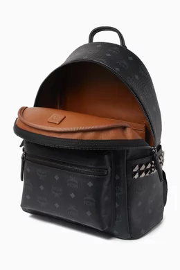 Buy MCM Black Stark Side Studs Backpack in Visetos for Men Online