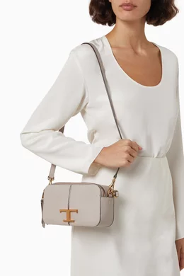 ★TOD'S★T Timeless Camera Bag Mini★大人気★ Woman BLACK T Timeless Camera Bag in Leather Mini