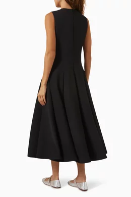 ワンピース Valentino Garavani Black Wool Blend Dress VALENTINO GARAVANI Open-back bow-embellished ruched virgin
