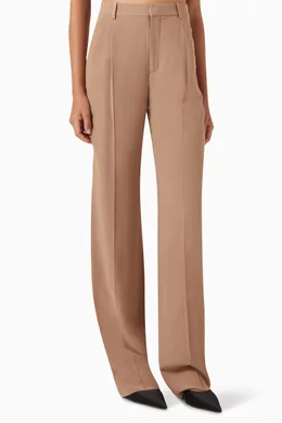 Buy SAINT LAURENT Neutral 90s Wide-leg Pants in Silk-crepe