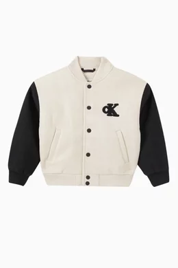 Buy Calvin Klein Neutral Varsity Bomber Jacket in Knit for Boys Online Ounass Kuwait