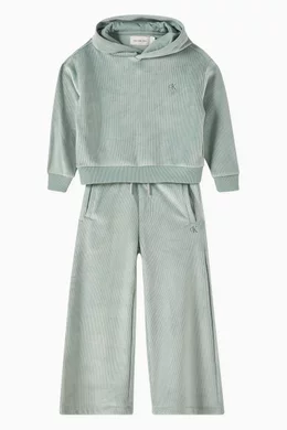 Buy Calvin Klein Green Two piece Tracksuit in Velvet Fleece for Girls Online Ounass Kuwait