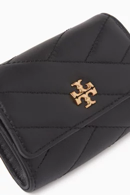 Buy Tory Burch Black Mini Kira Chevron Flap Wallet in Leather for