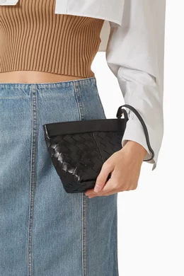 財布・小物その他 BOTTEGA VENETA Black Leather Small Flip Flap Pouch BOTTEGA VENETA Nappa Intrecciato Small Flip Flap Pouch Black
